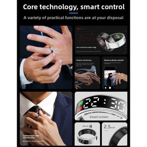 New Smart <b>Ring</b> Display Touchscreen Page Turning Heart Rate Blood Oxygen Sleep Tracking <b>Titanium</b> Steel Touchscreen Display Seamle - Product Image 4