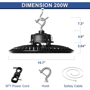 200W 480V LED UFO High Bay Light-CCT 5000K-AC 277V ~ 480V-32.000 lúmenes-5 años de garantía-ETL + DLC 5,1 - Product Image 3