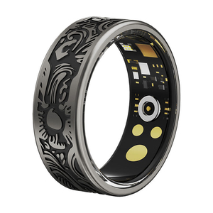 Anneau intelligent en acier inoxydable noir, moniteur de santé, moniteur de forme physique, moniteur de sommeil, moniteur d'oxygène sanguin, moniteur de fréquence cardiaque, étanche IP68 - Product Image 2