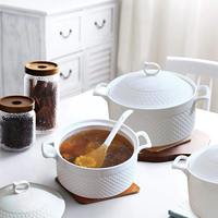 Casserole moderne Cuisine nordique Ustensiles de cuisine en porcelaine blanche personnalisés Vente en gros Marmite en céramique pour la cuisson