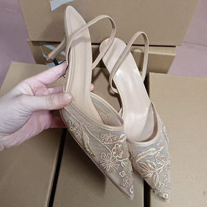 Nuovi <span class=keywords><strong>Sandali</strong></span> ZA di Design da Donna con Tacco Alto 2025 Estivi con Cinturino Posteriore in Rete e Fiore di Perle Rialzati di Tendenza - Product Image 4