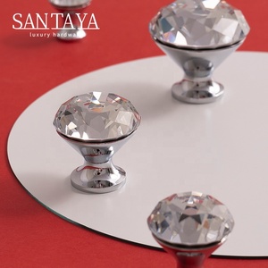 Ручка для кухонного шкафа Santaya Crystal: роскошная прозрачная ручка в форме бриллианта для гардероба, комода, ящика, мебельная ручка с одним отверстием - Product Image 4