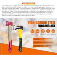 Hache de pompier DC A601 pour usage extérieur, durable, avec manche en bois de hêtre, lame en acier au carbone traité thermiquement, robuste, garantie 1 an