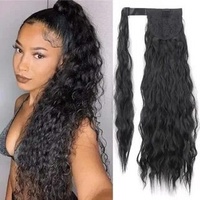 Extensions de cheveux sans couture en fibre haute température, effet vague d'eau, pour queue de cheval, pour femmes, style européen et américain, pour le commerce extérieur