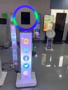 Remote Control Portable Photo Booth Machine Kiosk Station LED RGB Ring Light Wedding Party Supplies Free Custom Logo Services