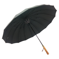 Parapluie haut de gamme à 16 baleines coupe-vent, ouverture automatique, grand parapluie de pluie professionnel avec logo personnalisé, capuchon métallique et poignée en bois