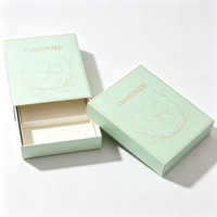 Boîte cadeau de luxe personnalisée avec logo, vert menthe, impression trèfle doré à chaud, avec insert pour bijoux, cadeaux, papeterie, vente en gros