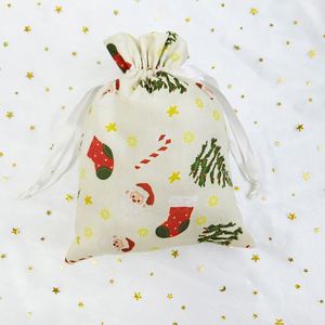 Pochette en coton écologique pour le rangement, motif de dessin animé de Noël sérigraphié, logo pour les souvenirs de fête, les cadeaux d'achat, les vêtements - Product Image 3