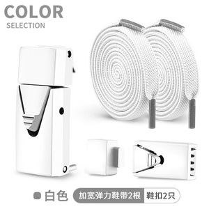 게으른 탄성 신발 끈 다채로운 금속 버튼 프레스 버클 플랫 탄성 신발 끈 없음 넥타이 운동화 신발 끈 - Product Image 2