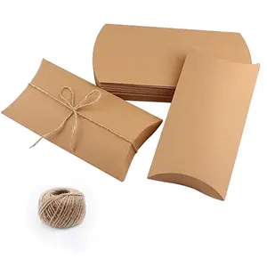 6.3 Inch Kraft Kussen Doos Met 100 Voeten Jute Twijndraden, grote Maat Candy Gunst Papier Dozen Voor Wedding Party Groothandel