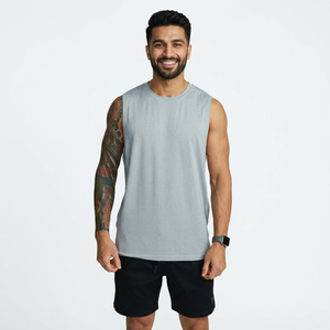 Débardeurs de sport pour hommes de grande taille respirants de qualité supérieure Débardeur de sport en coton et élasthanne à manches courtes Débardeur de fitness pour hommes - Product Image 1
