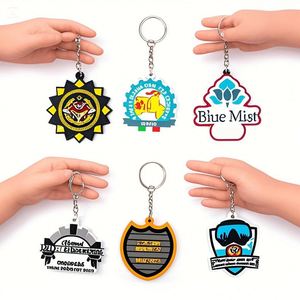 Impression personnalisée gaufrage 2D logo personnalisé porte-clés en caoutchouc PVC souple porte-clés - Product Image 1