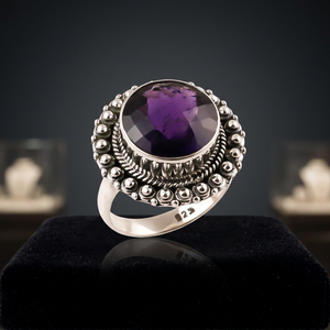 Faceted Amethyst <b>Ring</b> <b>925</b> Sterling <b>Silver</b> Wholesale Jewelry Indian Handmade Fashion <b>Silver</b> <b>Rings</b> Manufacturer - Product Image 2