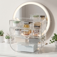 Nouvel Organisateur de Maquillage Empilable Transparent avec Tiroir, Rangement Cosmétique en Acrylique, Tiroirs de Rangement pour Salle de Bain, Support pour Rouge à Lèvres et Pinceaux