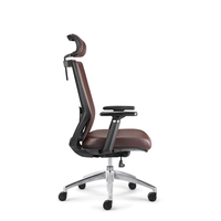 Fauteuil de Direction Ergonomique Moderne en Cuir de Vachette avec Accoudoirs 3D pour Bureau de Chef