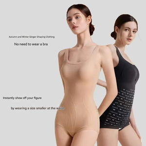 Women's Plus Size Breathable <b>Lace</b> Button <b>Shapewear</b> Bodysuit Set-Spandex/Cotton Material Medium Tummy Control Slimming Design - Product Image 2