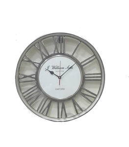 Horloge murale ronde en aluminium à quartz pour salon chambre bureau décor finition chromée affichage d'aiguille - Product Image 1