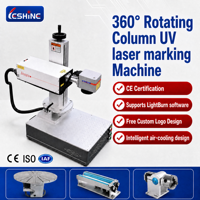 360 °   Machine de marquage laser UV rotative 5W 355nm pour verre, plastique, papier, tissu, bois, imprimante
