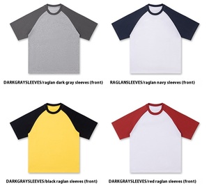 Mùa Hè Mới Thiếu Niên Nặng <span class=keywords><strong>Raglan</strong></span> Ngắn Tay T-Shirt Người Đàn Ông Phụ Nữ Màu Sắc Phù Hợp Với Vai Crewneck Lỏng Thường Hàng Đầu Chất Lượng Cao - Product Image 4