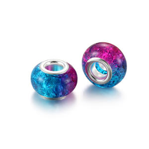 <b>Large</b> Hole DIY Fashion Bracelet Accessories Two-Tone Gradient Ice Crack Pattern Mix Colored Acrylic Loose Beads <b>Pan</b> Beads - Product Image 5