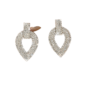 1 Pair Luxury Sparkling Geometric Crystal Rhinestone <b>Studded</b> <b>Silver</b> Plated Women's Drop Earrings Party New Fashionable - Product Image 1