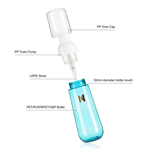 New Arrival 100ml 3.33oz Pet rPet pcr nhựa trong suốt làm sạch Mousse bọt chai cho sữa rửa mặt rửa tay tạo bọt - Product Image 3