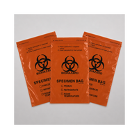 Kantong Sampel LDPE 6X9 Inci 2 Mil Oranye Amplop Pengiriman Biohazard untuk Rumah Sakit, Transfer Ruang Rawat, Ahli Forensik, Grosir Odm
