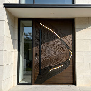<span class=keywords><strong>Porte</strong></span> pivotante de luxe en bois massif noyer noir avec design sculpté en 3D, design personnalisé moderne, <span class=keywords><strong>porte</strong></span> d'entrée extérieure pour villa - Product Image 5