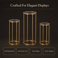Support de présentation de centre de table de mariage doré, support à fleurs en métal, ensemble de 3 socles ronds cylindriques pour gâteaux, pour la décoration de fête et de la maison