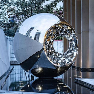 Blve ngoài trời trang trí hiện đại Lớn Vườn kim loại bức tượng gương đánh bóng mặt trăng thép không gỉ ánh sáng tác phẩm điêu khắc - Product Image 4