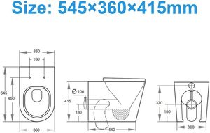 <span class=keywords><strong>Inodoro</strong></span> sin borde de altura cómoda, de pared, con cisterna oculta, WC de cerámica <span class=keywords><strong>para</strong></span> baño, <span class=keywords><strong>inodoro</strong></span> alargado con proyección - Product Image 5