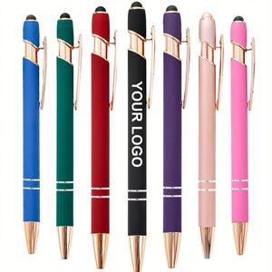 ปากกาโลหะอเนกประสงค์ 2 in 1 แบบสัมผัสหน้าจอ พร้อมสลักโลโก้  รุ่นโปรโมชั่น สีโรสโกลด์ - Product Image 1