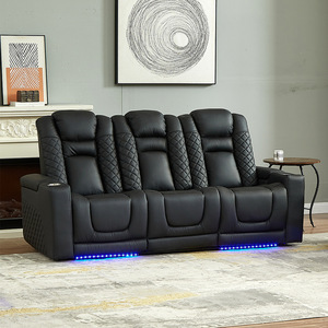Dreisitzer Elektrisches Echt leder Modernes <span class=keywords><strong>Sofa</strong></span> Anpassbares Heimkino-<span class=keywords><strong>Sofa</strong></span> mit Tassen-und Couch tisch möbeln für das Wohnzimmer - Product Image 1