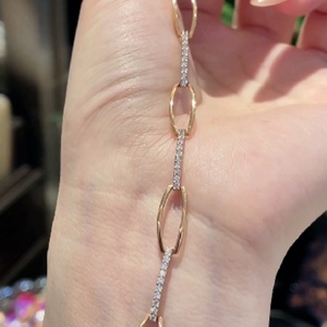 Custom Fashion 10K 14K 18K Yellow <b>Gold</b> Filled Pave Paperclip Lab Grown Diamond Brilliant Cut IGI Certified Bracelets <b>Bangles</b> - Product Image 3