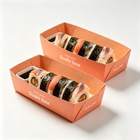 Boîte à sushi jetable personnalisée avec logo imprimé, fabriquée directement en usine, plateau d'emballage pour sushi, matériaux recyclés pour les collations et les plats à emporter