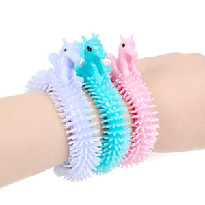 Starry TPR Caterpillar Unicorn Stress Relief Bracelet Venting Pulling Noodles Soft Rubber Toy for Youth (7-14 Years Old) Made - Product Image 3