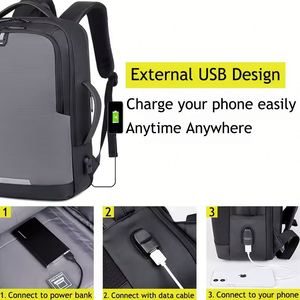 Sac à dos de voyage personnalisé avec logo pour hommes d'affaires et étudiants, sac à dos étanche avec port USB, sac à dos pour ordinateur portable, vente en gros - Product Image 6