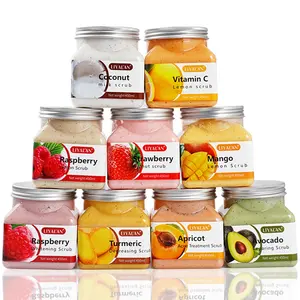 Private Label Body Scrub Set Natural Fruit Skin Brightening Exfoliating Sea Salt Face and Body Scrub