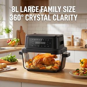 Friteuse à air double zone 2500W Pro 8L avec panier en verre borosilicate, four intelligent sans huile avec cloison FlexBasket, cuisinière saine - Product Image 5