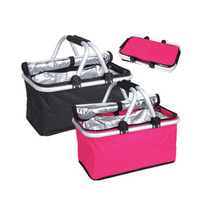 Haute qualité <span class=keywords><strong>petit</strong></span> Double poignée pliable pliant en aluminium Shopping extérieur pliable toile Shopping pique-nique déjeuner <span class=keywords><strong>panier</strong></span> - Product Image 4