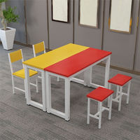 Gran oferta, muebles escolares coloridos, Material de acero, mesa de lectura para biblioteca de estudiantes, juego de escritorio y silla para estudiantes de jardín de infantes de madera