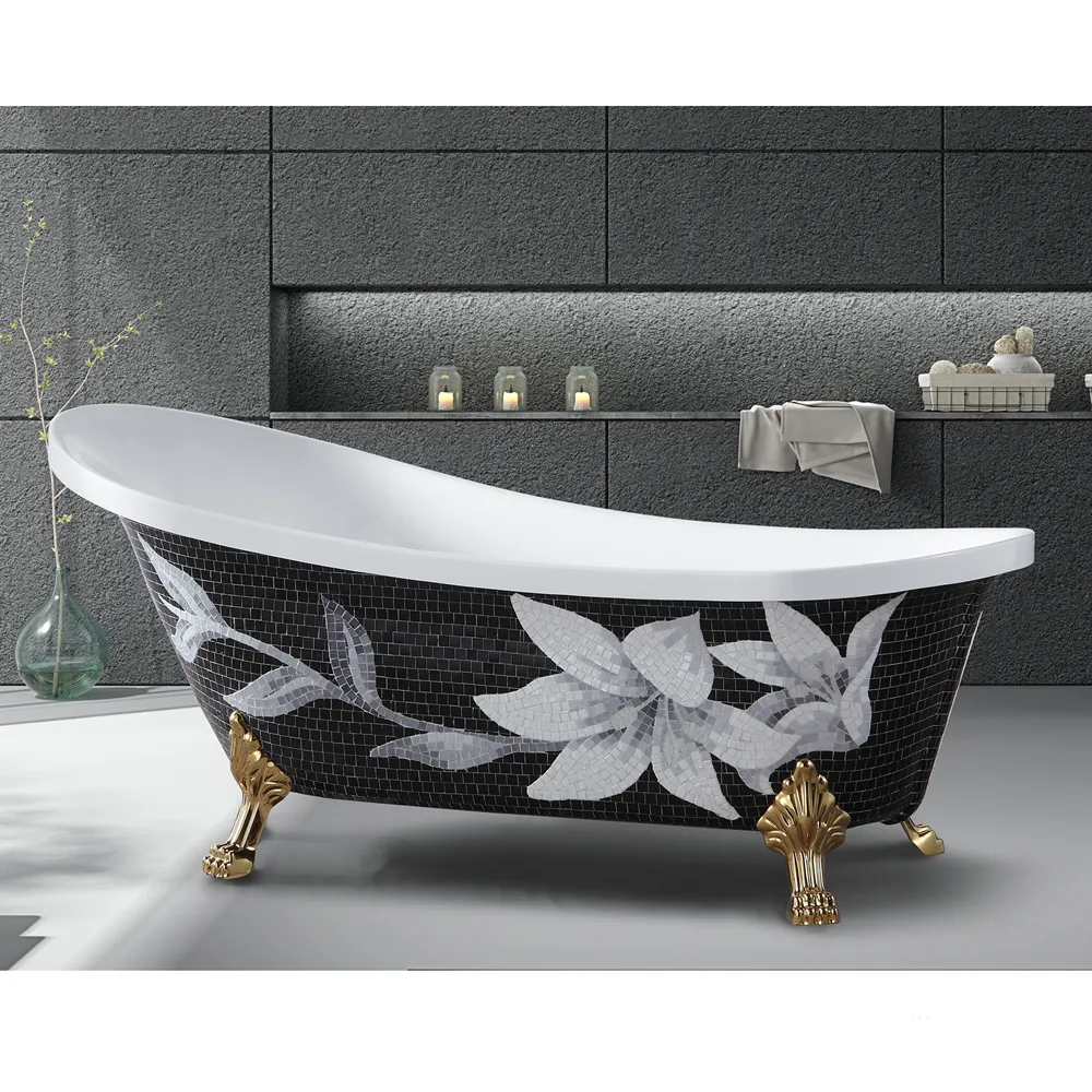 indoor clawfoot 4 lion feet black and gold bathtubs