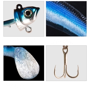 La meilleure vente d'appâts souples à crochet de plomb de 21g, queue en T lumineuse, appât artificiel de poisson mou à longue portée - Product Image 3