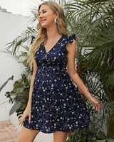 Pijamas de Maternidad Personalizadas de Algodón Orgánico para Mujer, Vestido Corto con Estampado Floral, Mangas con Volantes, Ropa de Maternidad de Algodón para Embarazadas