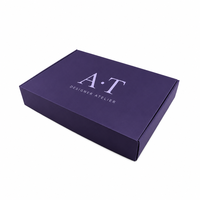 Boîtes en carton ondulé violet recyclables personnalisables avec finition pailletée, fermeture à déchirure facile, pour emballage logistique de vêtements, avec logo