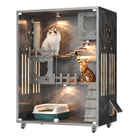 Villa Féline Multi-Niveaux de Luxe en Bois, Maison pour Chat Écologique et Respirante, Cage d'Intérieur Améliorée pour Petits Animaux