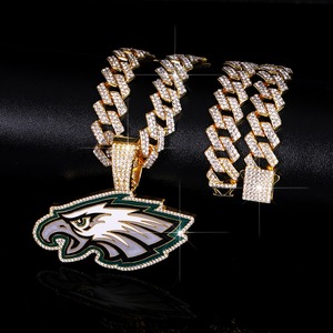 Sınır Ötesi Yeni Altın Alaşımlı Kelebek Kristal Kolye Philadelphia Eagles Futbol Takımı Bağlantılı Zincir Moda Hip-Hop Kolye - Product Image 3