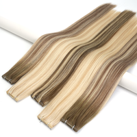 Extensiones de Cabello Ombre Piano Rubio Mixto Genius Weft al por Mayor, Doble Trama, Remy Ruso, Invisibles y Sin Costuras, Proveedor de Tramas de Cabello