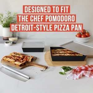Plat à pizza rectangulaire en aluminium fait main antiadhésif, plat à pizza profond, plateau de cuisson pour pizza croustillante avec couvercle - Product Image 4
