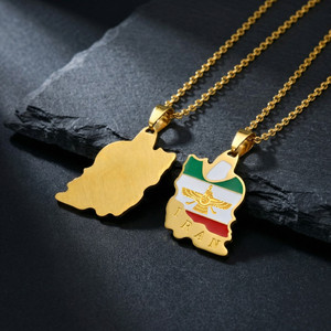 Collar con <span class=keywords><strong>Mapa</strong></span> de Irán en Acero Inoxidable 316L, Colgante con Símbolo Persa Faravahar, Joyería Esmaltada con Bandera Iraní, Regalo para Hombres y Mujeres en Oro y Plata - Product Image 4